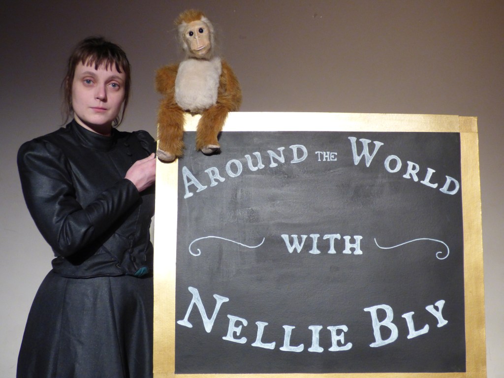 A photo of Nellie Bly and McGinty the monkey - click to see more information about 'Around the World with Nellie Bly'
